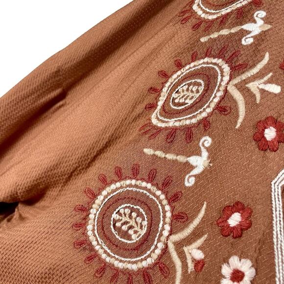 J Jill Women's OS Embroidered Kimono Open Front Cardigan Asymmetrical - Picture 10 of 13